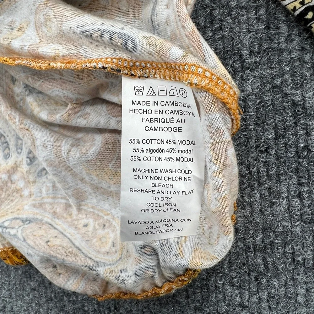 Michael Kors Paisley Blouse Womens Size M Yellow Boho‎ Chic Peasant Cottage